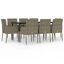 -Delige Tuinset Met Kussens Poly Rattan Zwart En 9 160 cm tafellengte Grijs