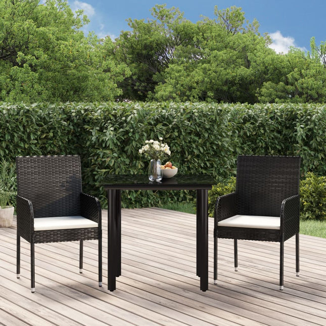 -Delige Tuinset Met Kussens Poly Rattan 3 80 cm tafellengte Zwart