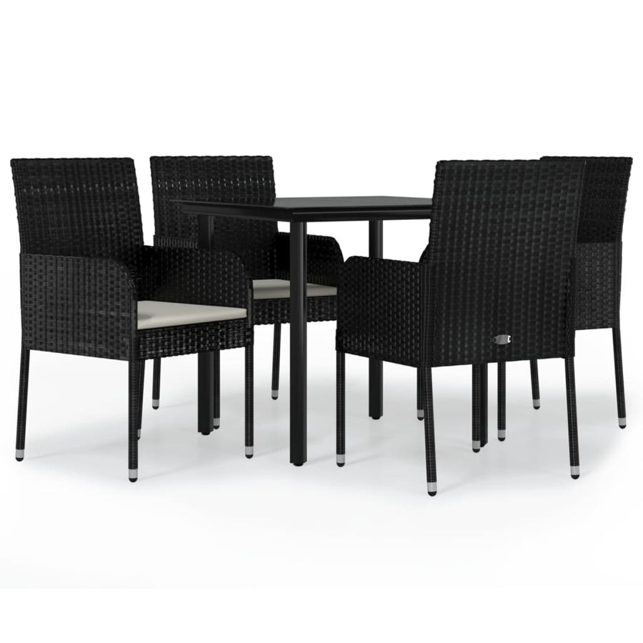 -Delige Tuinset Met Kussens Poly Rattan 5 80 cm tafellengte Zwart