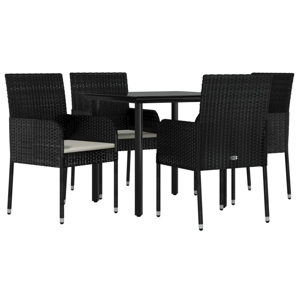 -Delige Tuinset Met Kussens Poly Rattan 5 80 cm tafellengte Zwart