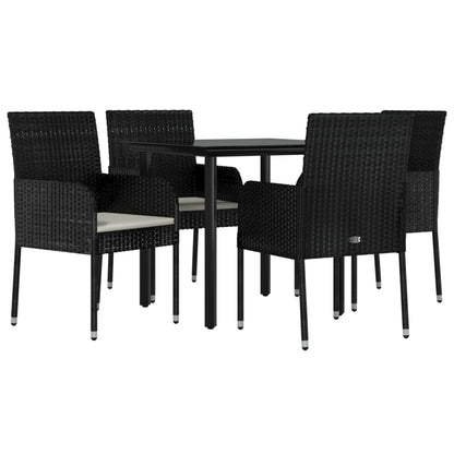-Delige Tuinset Met Kussens Poly Rattan 5 80 cm tafellengte Zwart