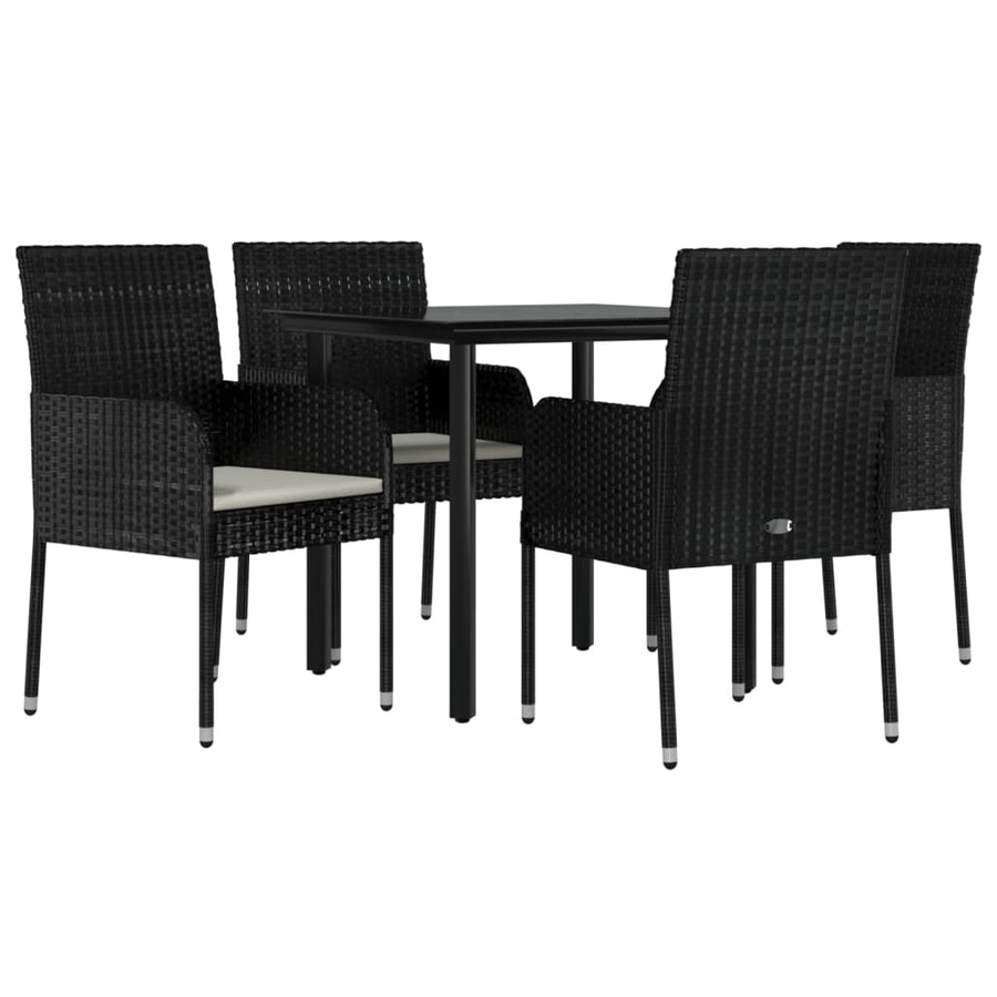 -Delige Tuinset Met Kussens Poly Rattan 5 80 cm tafellengte Zwart