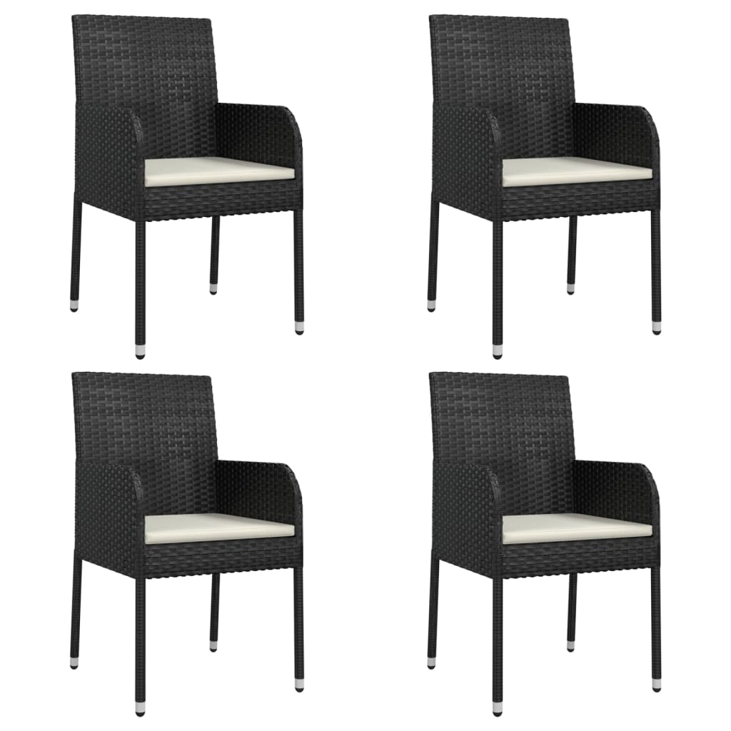 -Delige Tuinset Met Kussens Poly Rattan 5 80 cm tafellengte Zwart