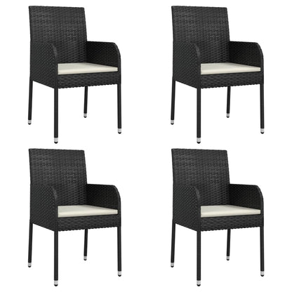-Delige Tuinset Met Kussens Poly Rattan 5 80 cm tafellengte Zwart