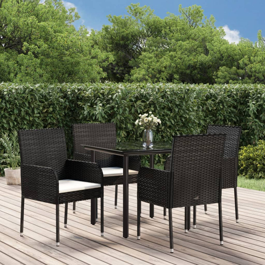 -Delige Tuinset Met Kussens Poly Rattan 5 80 cm tafellengte Zwart