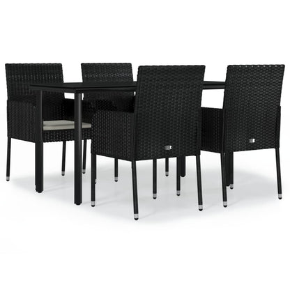 -Delige Tuinset Met Kussens Poly Rattan 5 140 cm tafellengte Zwart