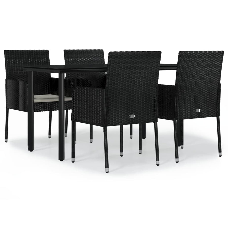 -Delige Tuinset Met Kussens Poly Rattan 5 140 cm tafellengte Zwart
