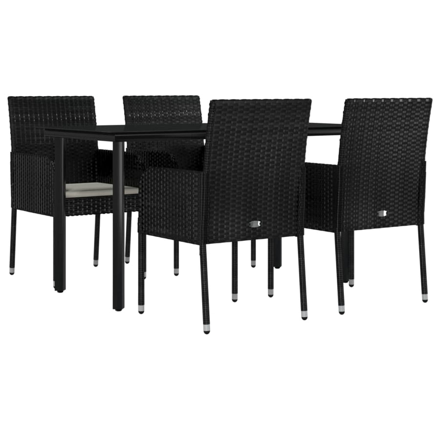 -Delige Tuinset Met Kussens Poly Rattan 5 140 cm tafellengte Zwart