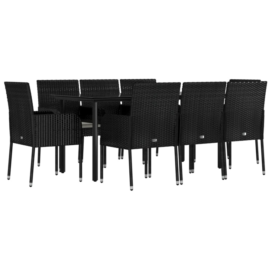 -Delige Tuinset Poly Rattan 9 160 cm tafellengte Zwart