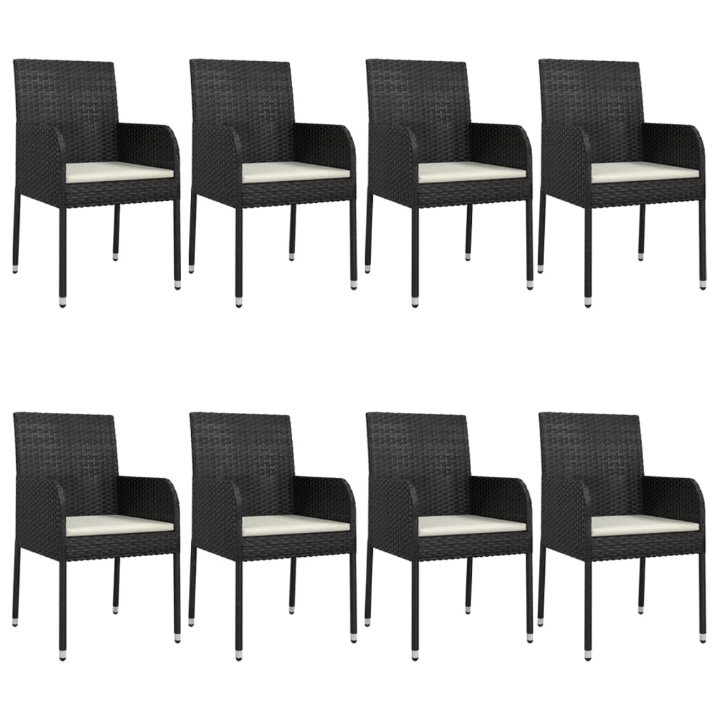 -Delige Tuinset Poly Rattan 9 160 cm tafellengte Zwart