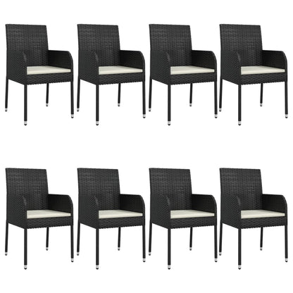 -Delige Tuinset Poly Rattan 9 160 cm tafellengte Zwart