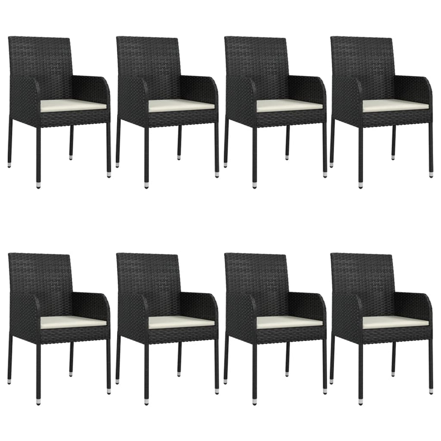 -Delige Tuinset Poly Rattan 9 160 cm tafellengte Zwart