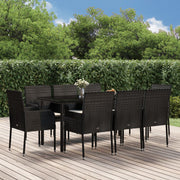 Tuinset poly rattan 9-delig zwart