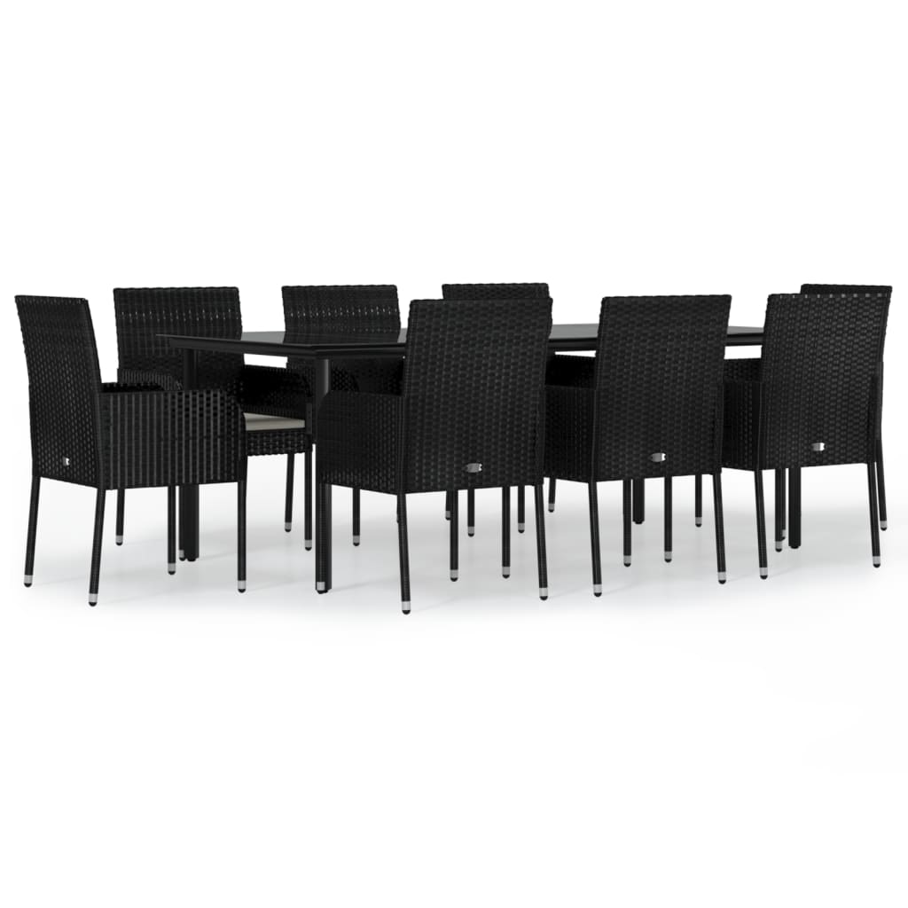 9-Delige Tuinset Poly Rattan 8 200 cm tafellengte Zwart