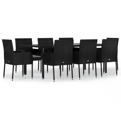 9-Delige Tuinset Poly Rattan 8 200 cm tafellengte Zwart