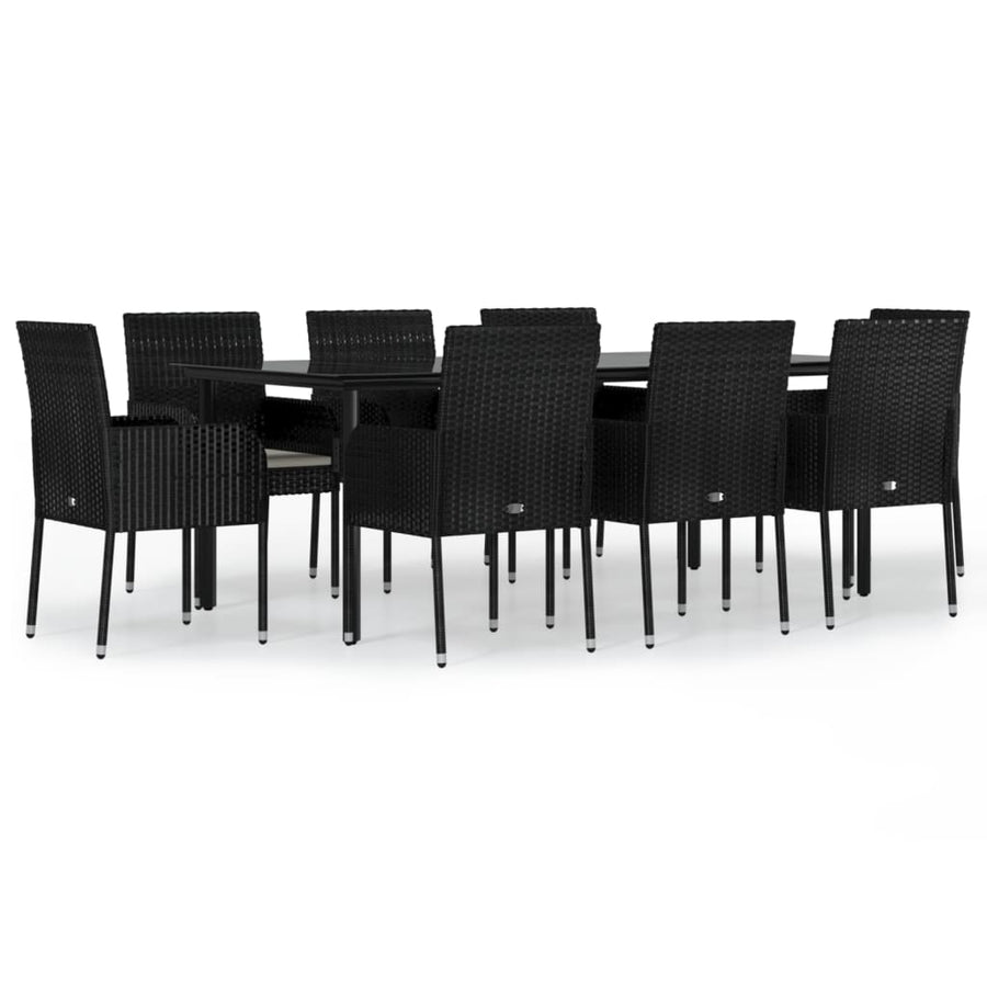 9-Delige Tuinset Poly Rattan 8 200 cm tafellengte Zwart