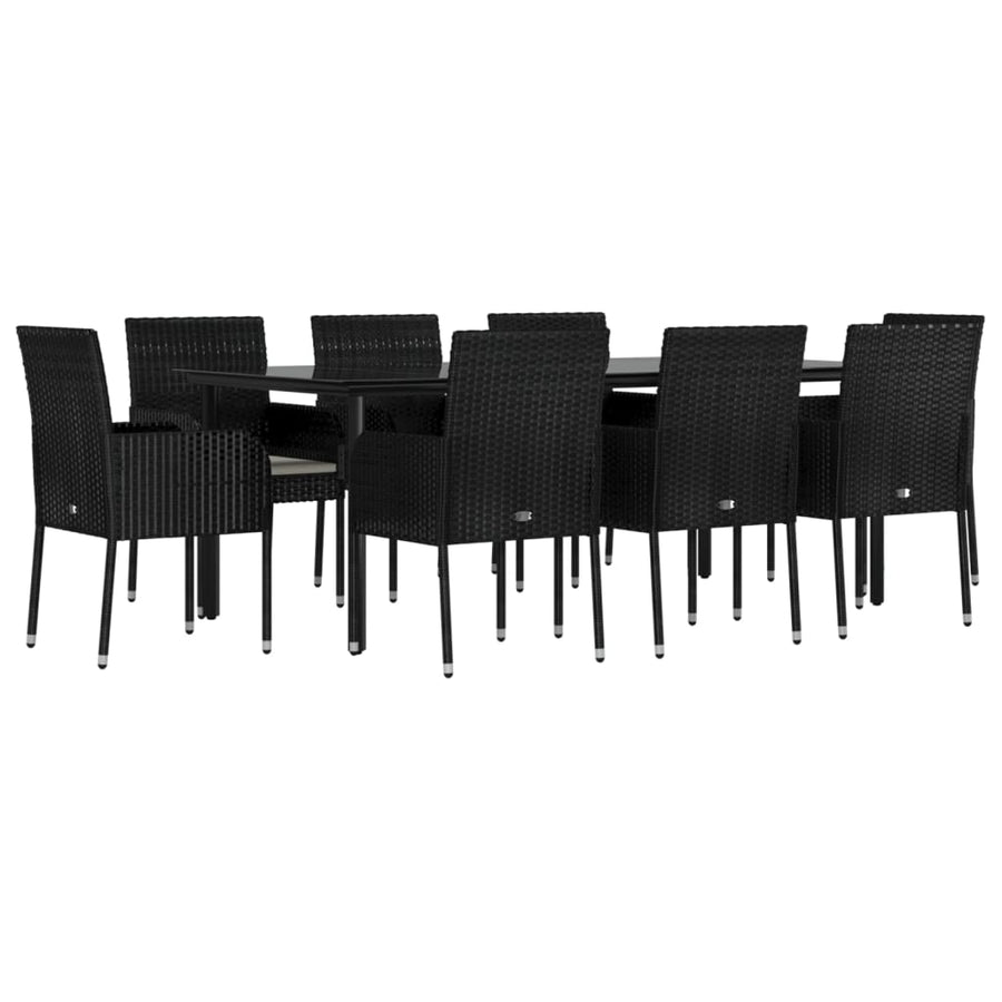 9-Delige Tuinset Poly Rattan 8 200 cm tafellengte Zwart