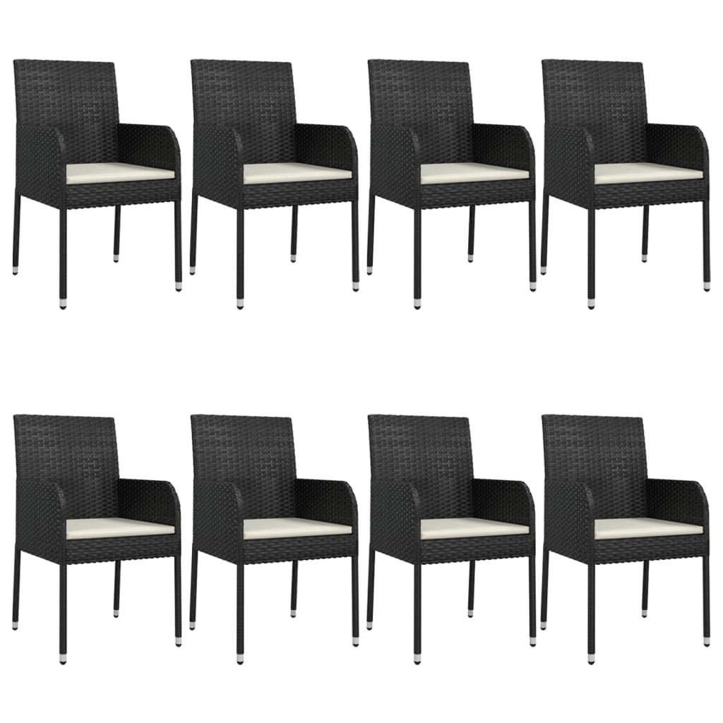 9-Delige Tuinset Poly Rattan 8 200 cm tafellengte Zwart