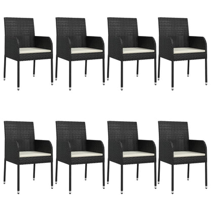 9-Delige Tuinset Poly Rattan 8 200 cm tafellengte Zwart