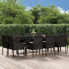 -Delige Tuinset Met Kussens Poly Rattan 11 200 cm tafellengte Zwart