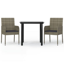 -Delige Tuinset Met Kussens Poly Rattan Zwart En 3 80 cm tafellengte Grijs