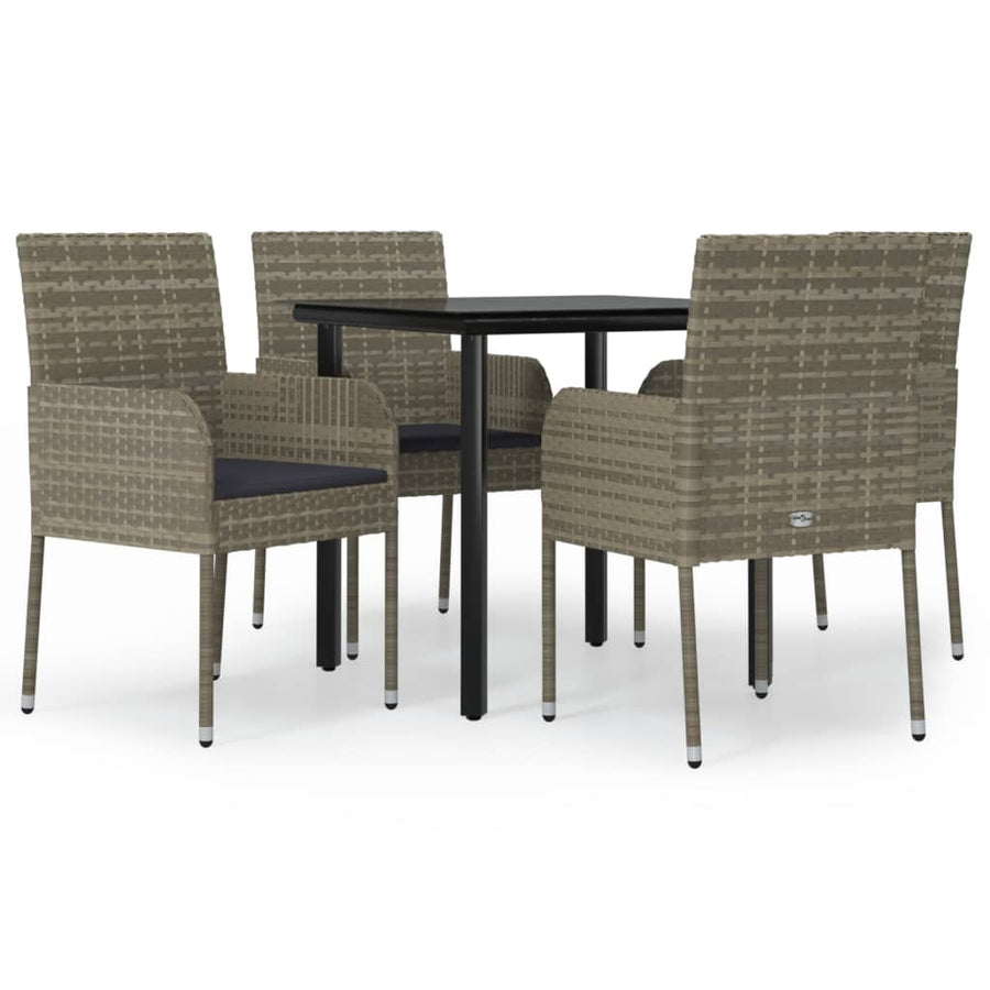 -Delige Tuinset Met Kussens Poly Rattan Zwart En 5 80 cm tafellengte Grijs