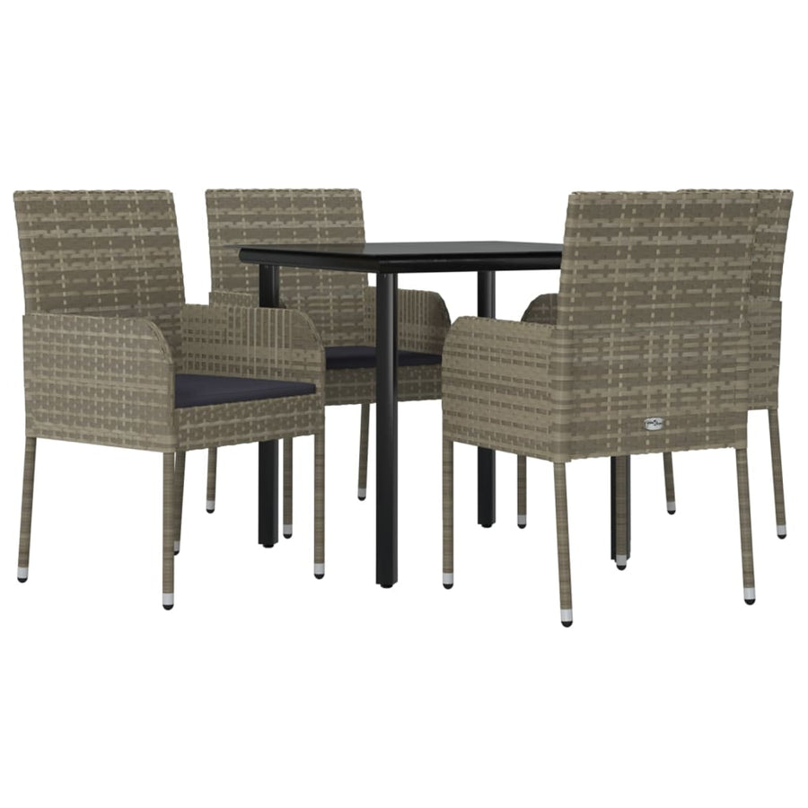 -Delige Tuinset Met Kussens Poly Rattan Zwart En 5 80 cm tafellengte Grijs
