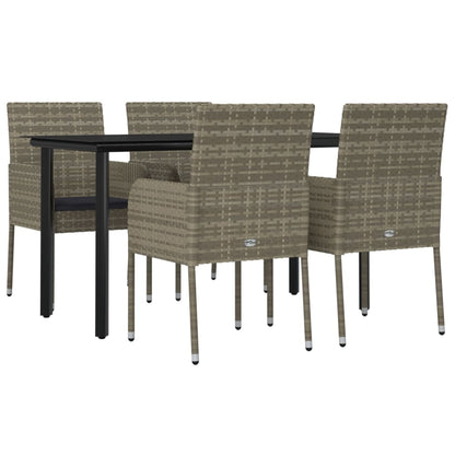 -Delige Tuinset Met Kussens Poly Rattan Zwart En 5 140 cm tafellengte Grijs