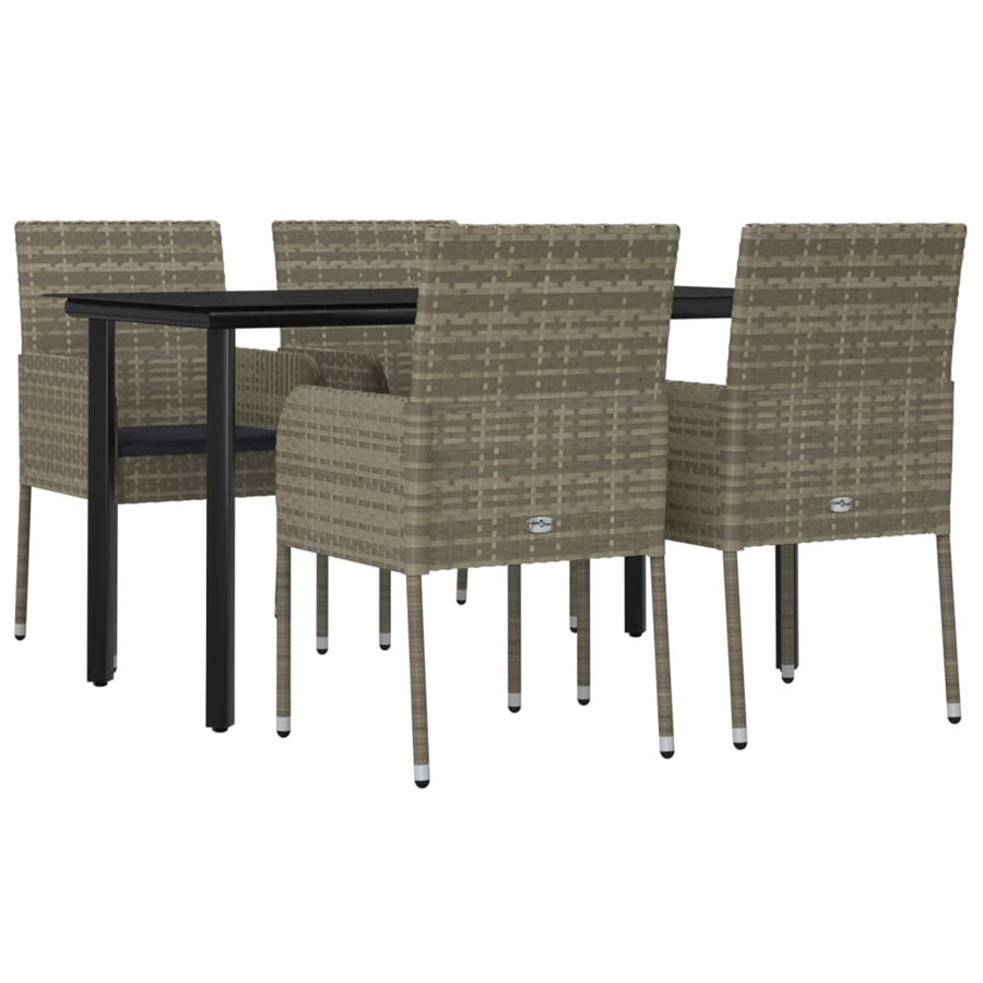 -Delige Tuinset Met Kussens Poly Rattan Zwart En 5 140 cm tafellengte Grijs