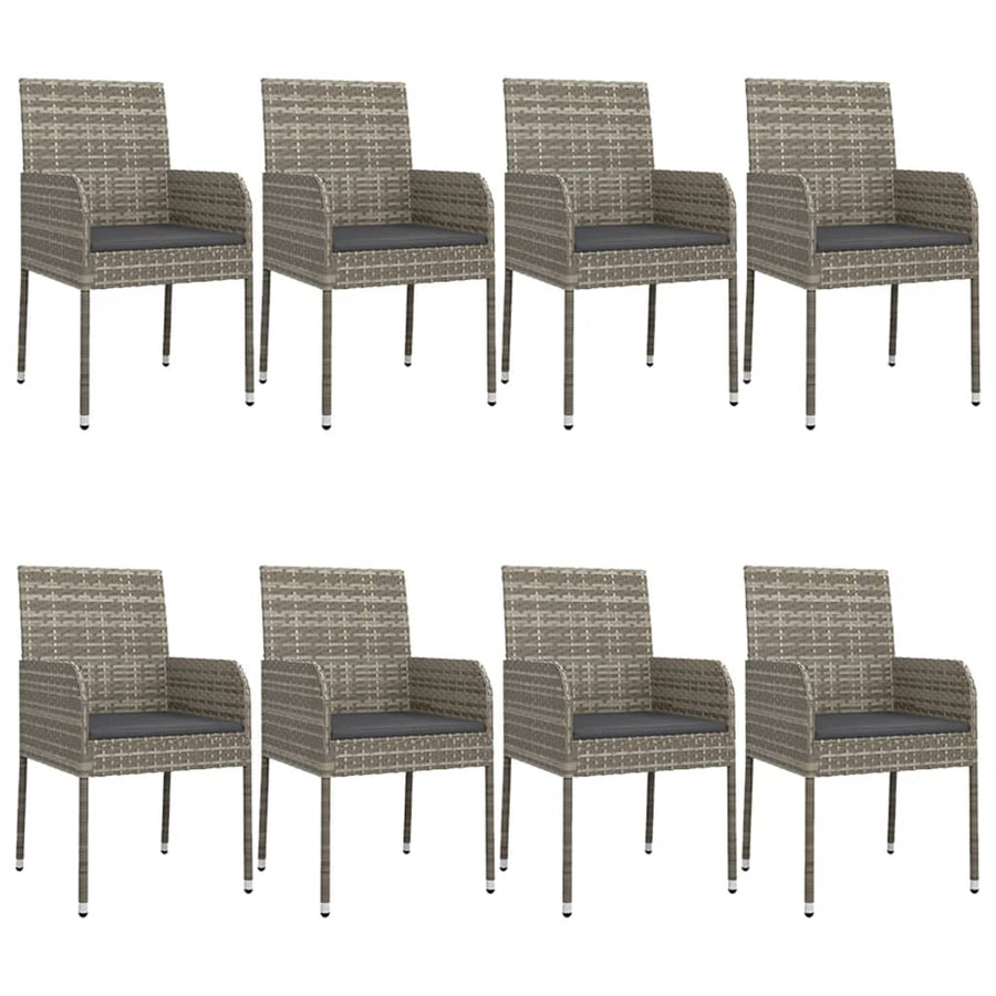 -Delige Tuinset Met Kussens Poly Rattan Zwart En 9 160 cm tafellengte Grijs