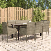 Tuinset 9-delig poly rattan zwart grijs
