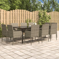 11-delige Tuinset met kussens poly rattan zwart en grijs