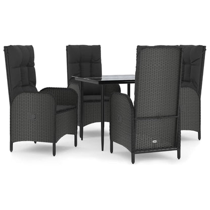 5-Delige Tuinset Met Kussens Poly Rattan Zwart 1