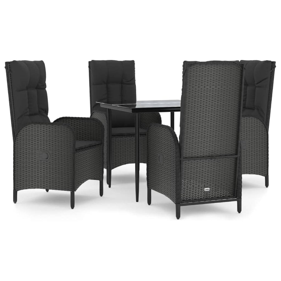 5-Delige Tuinset Met Kussens Poly Rattan Zwart 1