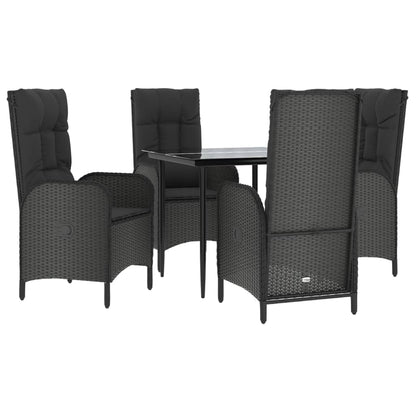 5-Delige Tuinset Met Kussens Poly Rattan Zwart 1