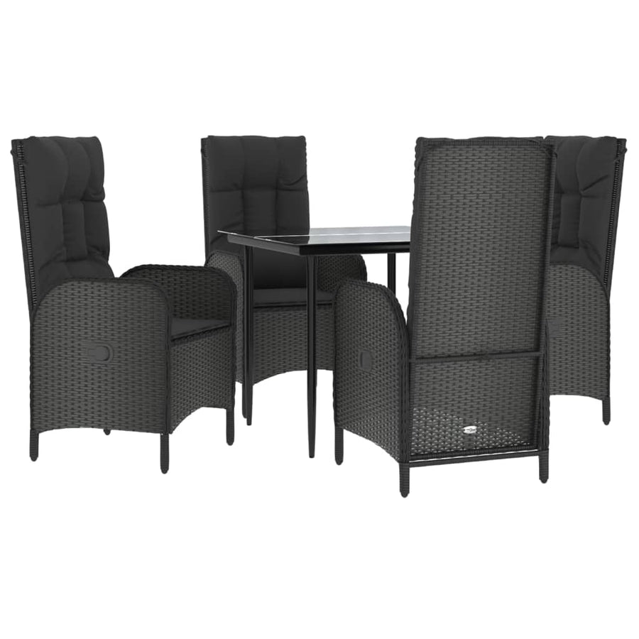 5-Delige Tuinset Met Kussens Poly Rattan Zwart 1