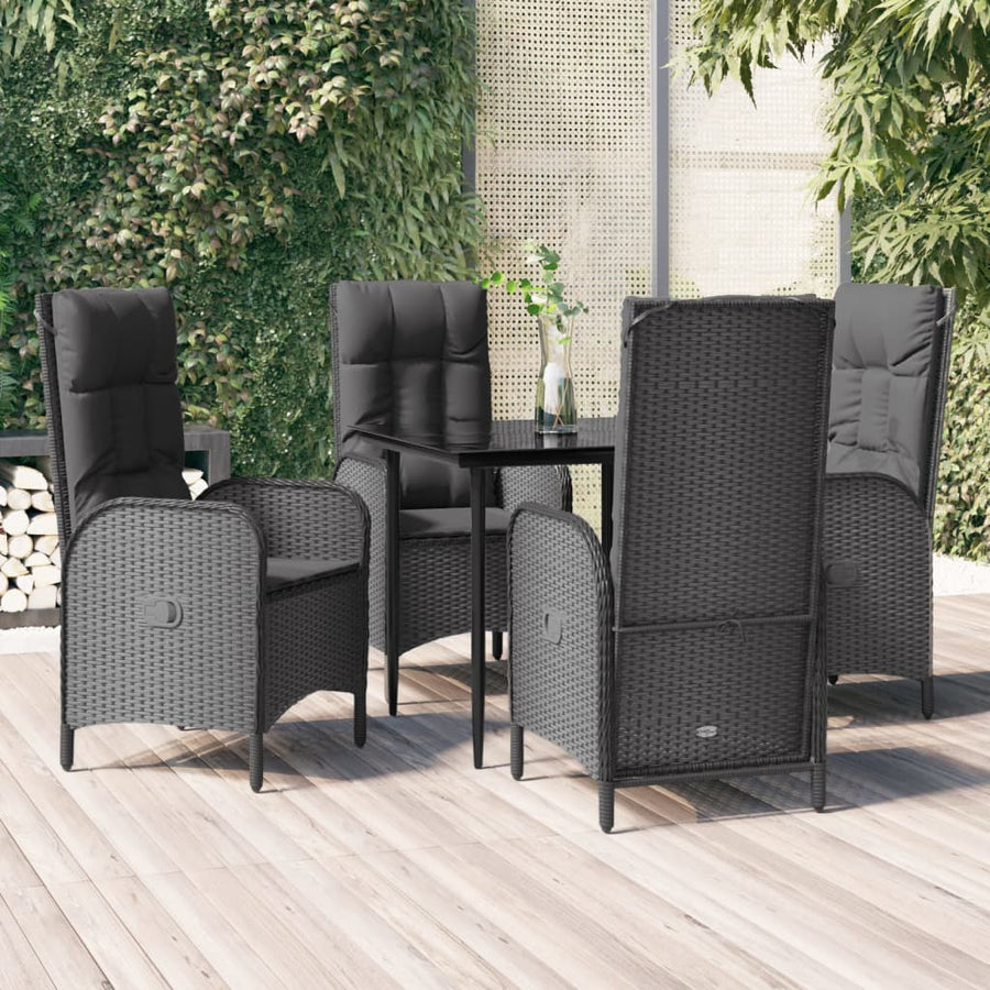 5-Delige Tuinset Met Kussens Poly Rattan Zwart 1