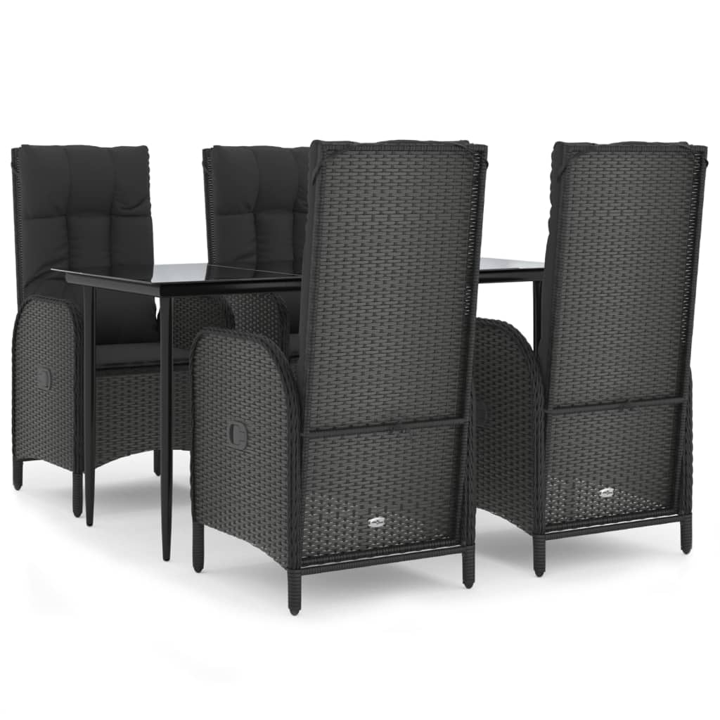 5-Delige Tuinset Met Kussens Poly Rattan Zwart 1