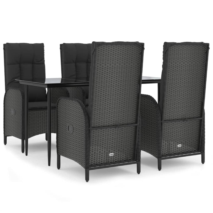 5-Delige Tuinset Met Kussens Poly Rattan Zwart 1