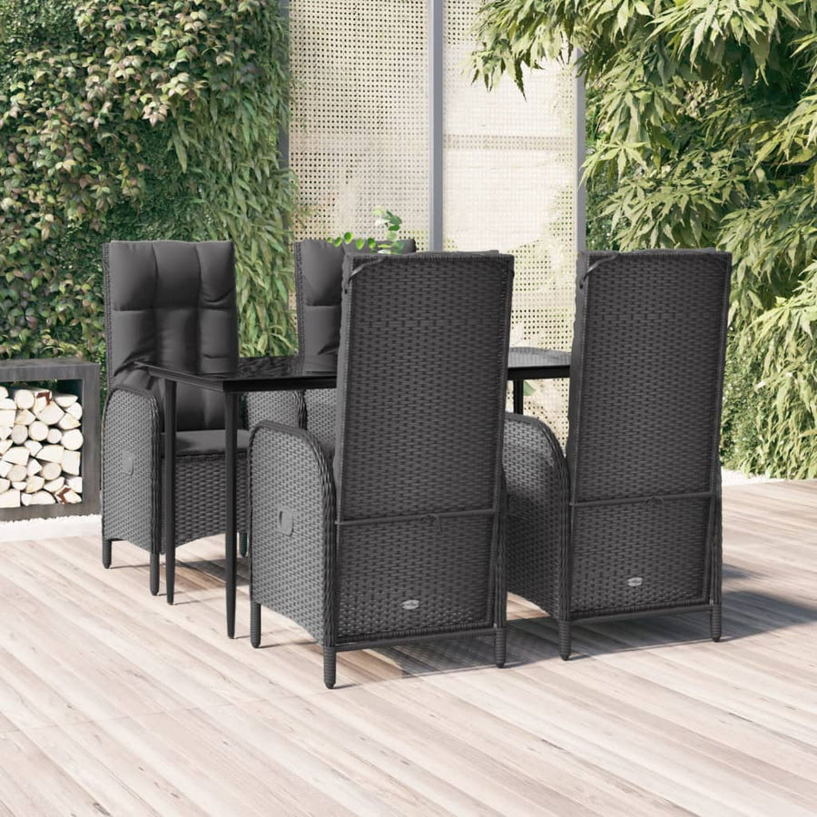 5-Delige Tuinset Met Kussens Poly Rattan Zwart 1