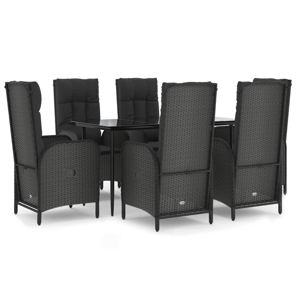 7-Delige Tuinset Met Kussens Poly Rattan Zwart 1