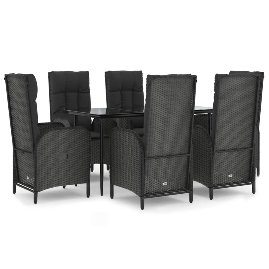 7-Delige Tuinset Met Kussens Poly Rattan Zwart 1