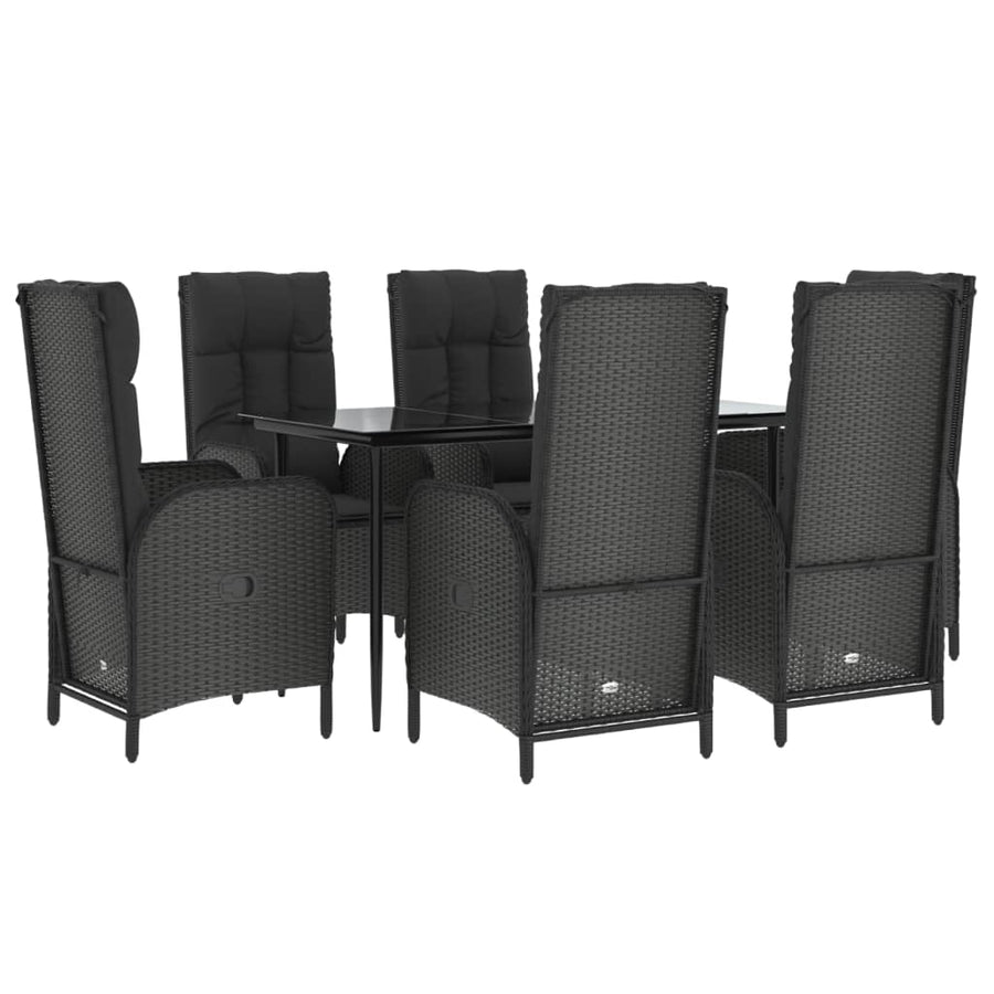 7-Delige Tuinset Met Kussens Poly Rattan Zwart 1