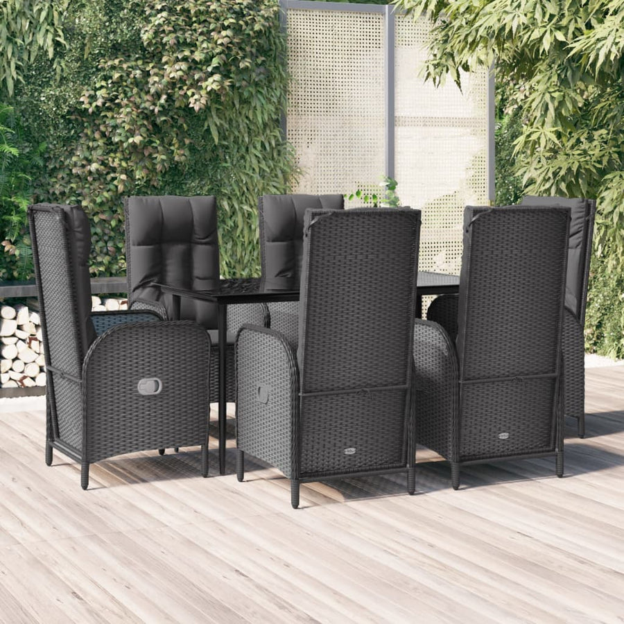 7-Delige Tuinset Met Kussens Poly Rattan Zwart 1