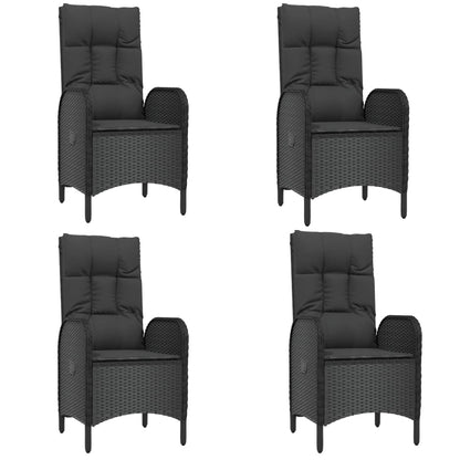5-Delige Tuinset Met Kussens Poly Rattan Zwart 160 cm tafellengte 4x stoel + Tafel