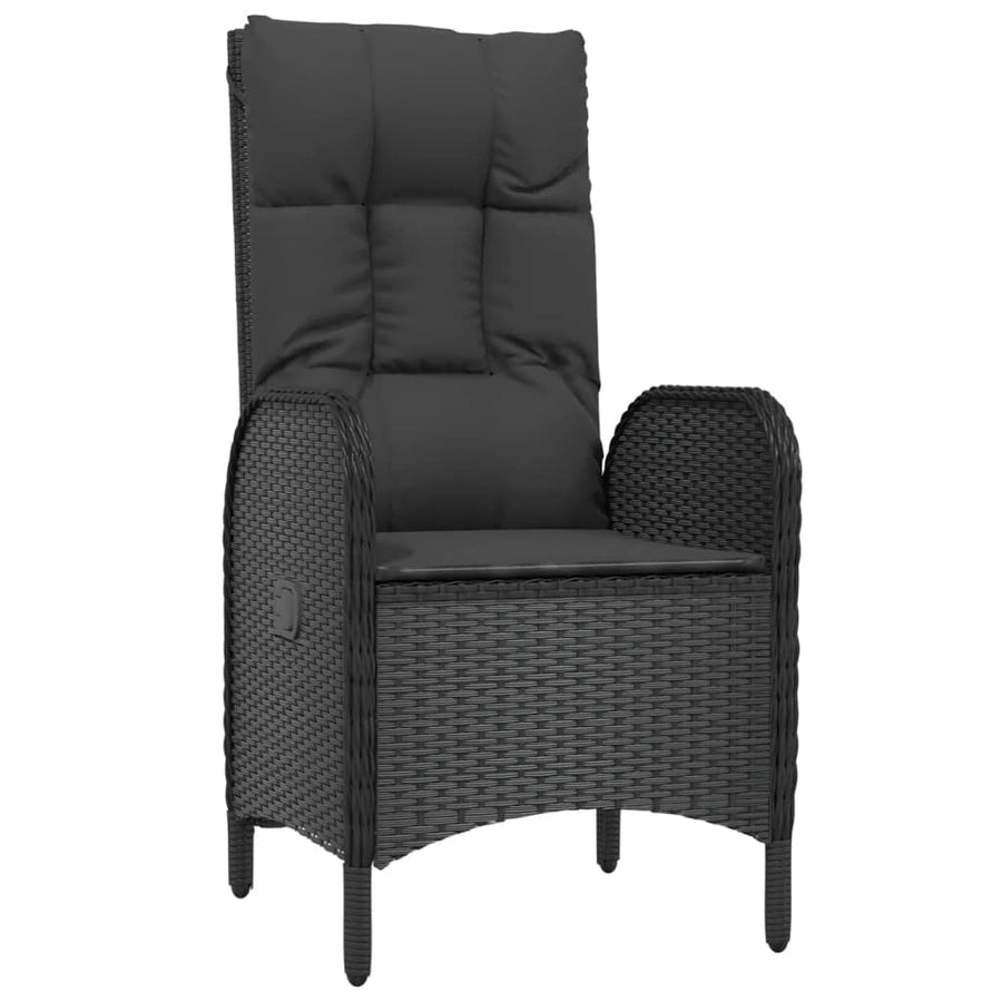 5-Delige Tuinset Met Kussens Poly Rattan Zwart 160 cm tafellengte 4x stoel + Tafel