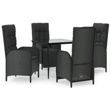 5-Delige Tuinset Met Kussens Poly Rattan Zwart 80 cm tafellengte 2x stoel + 2x Fauteuil + Tafel