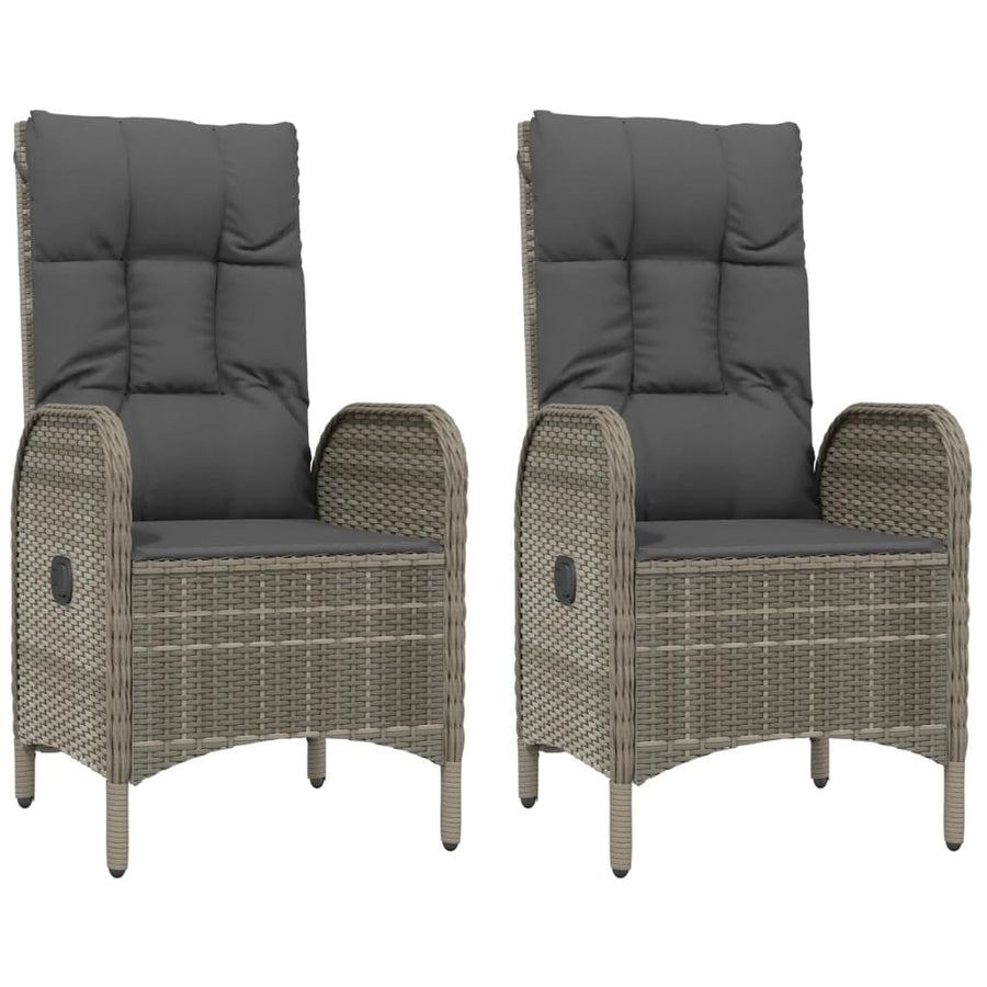 3-Delige Tuinset Met Kussens Poly Rattan Zwart En Grijs 1