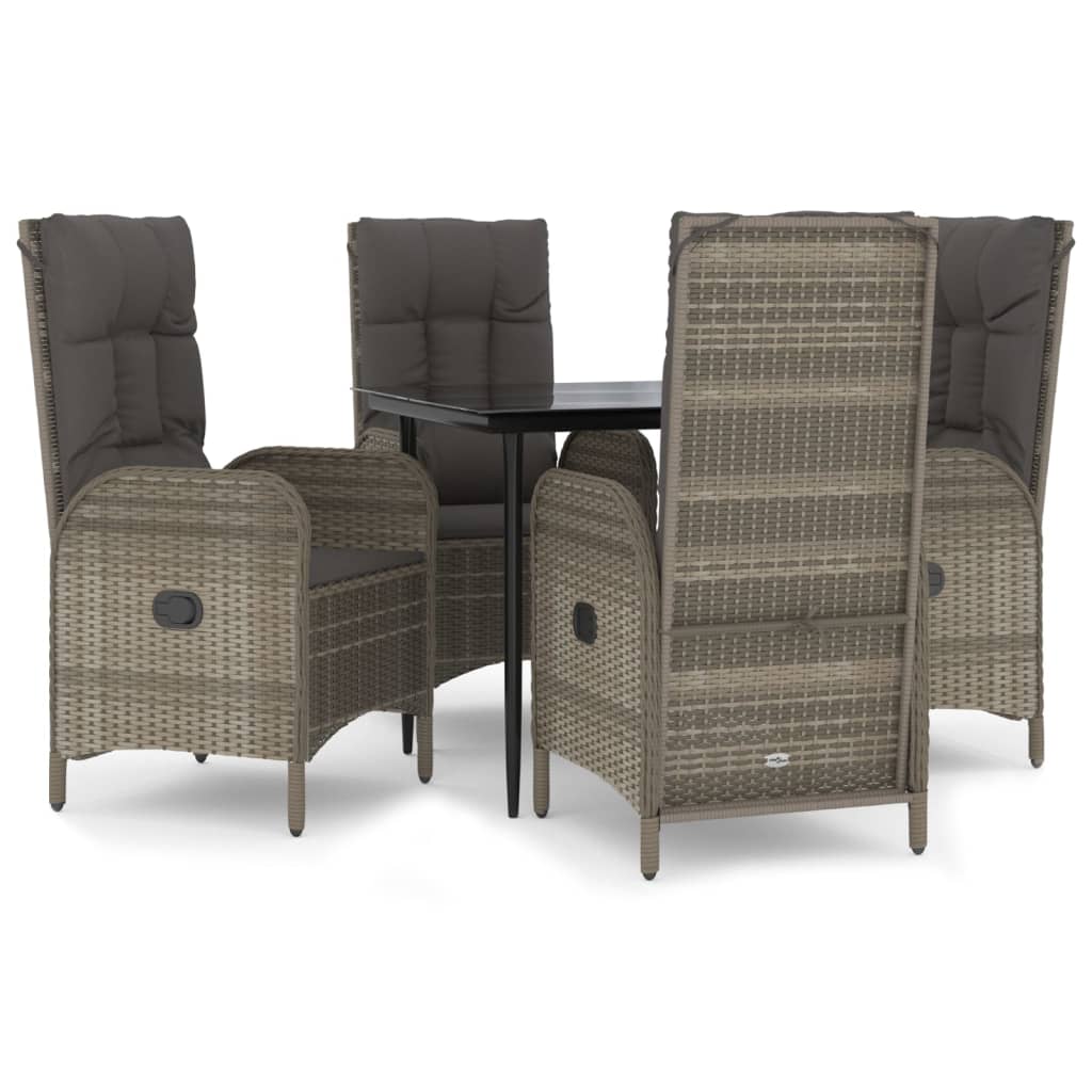 5-Delige Tuinset Met Kussens Poly Rattan Zwart En Grijs 1
