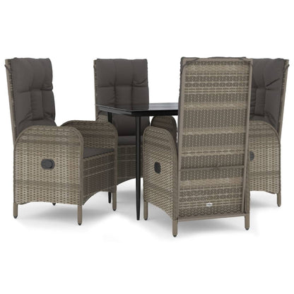 5-Delige Tuinset Met Kussens Poly Rattan Zwart En Grijs 1